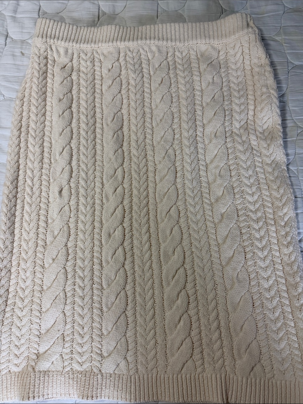 Madewell Cream Cable-Knit Pencil Skirt